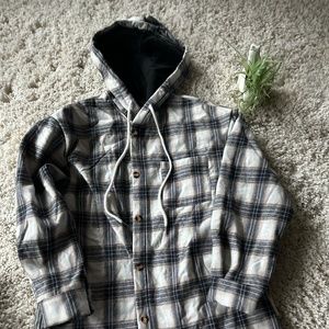 Women's checkered tomboy flannel like fleece warm cozy drawstring vintag…